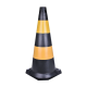 Cone Plastcor PVC Preto e Amarelo 75CM